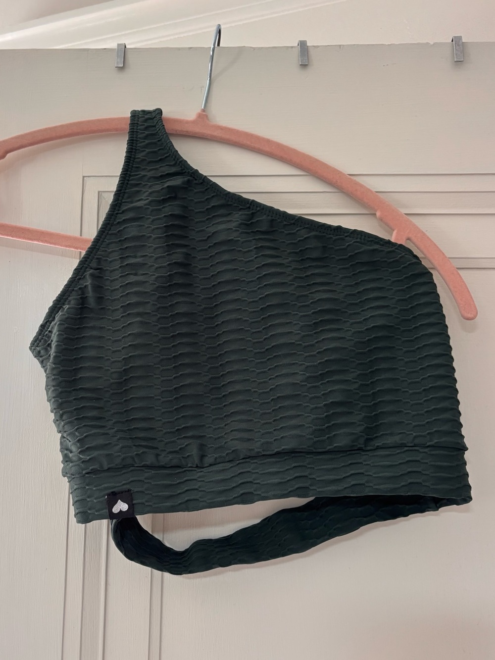 Booty by Brabants One-Shoulder Textured Sports Bralette in Forest Green